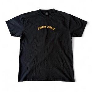 Men’s Santa Cruz Original Skateboards Black Tee with Yellow Flame Logo Size L